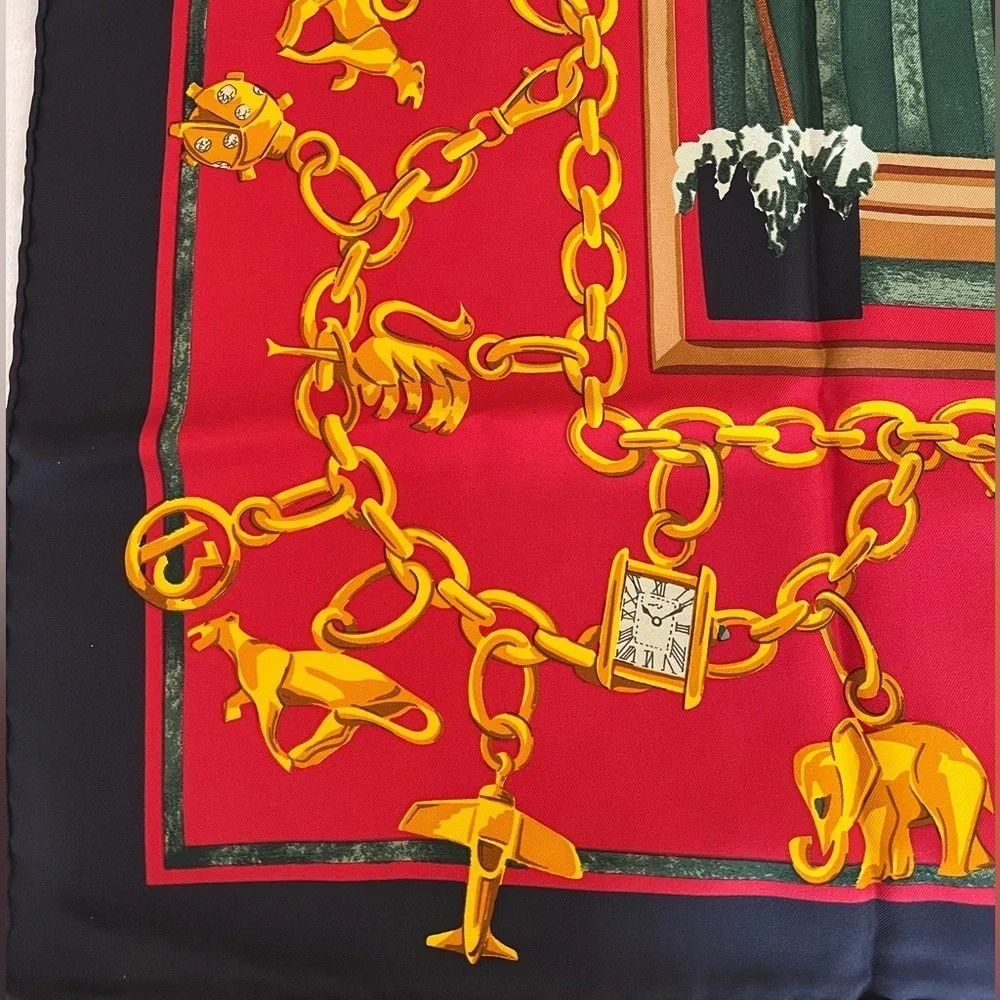 Rare Cartier Boutique Facade Paris Silk Scarf Collectible Vintage 1970-1980